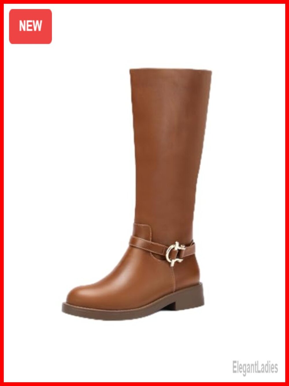Wide Calf Knee High Boots Low Chunky Heel Riding Boots Faux Leather